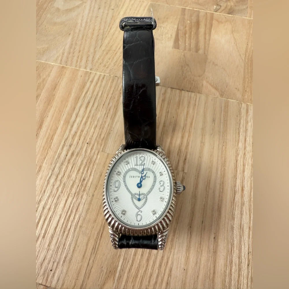 Judith Ripka Sterling Silver Diamonique Mother Of Pearl Hearts Watch NEW BATTERY